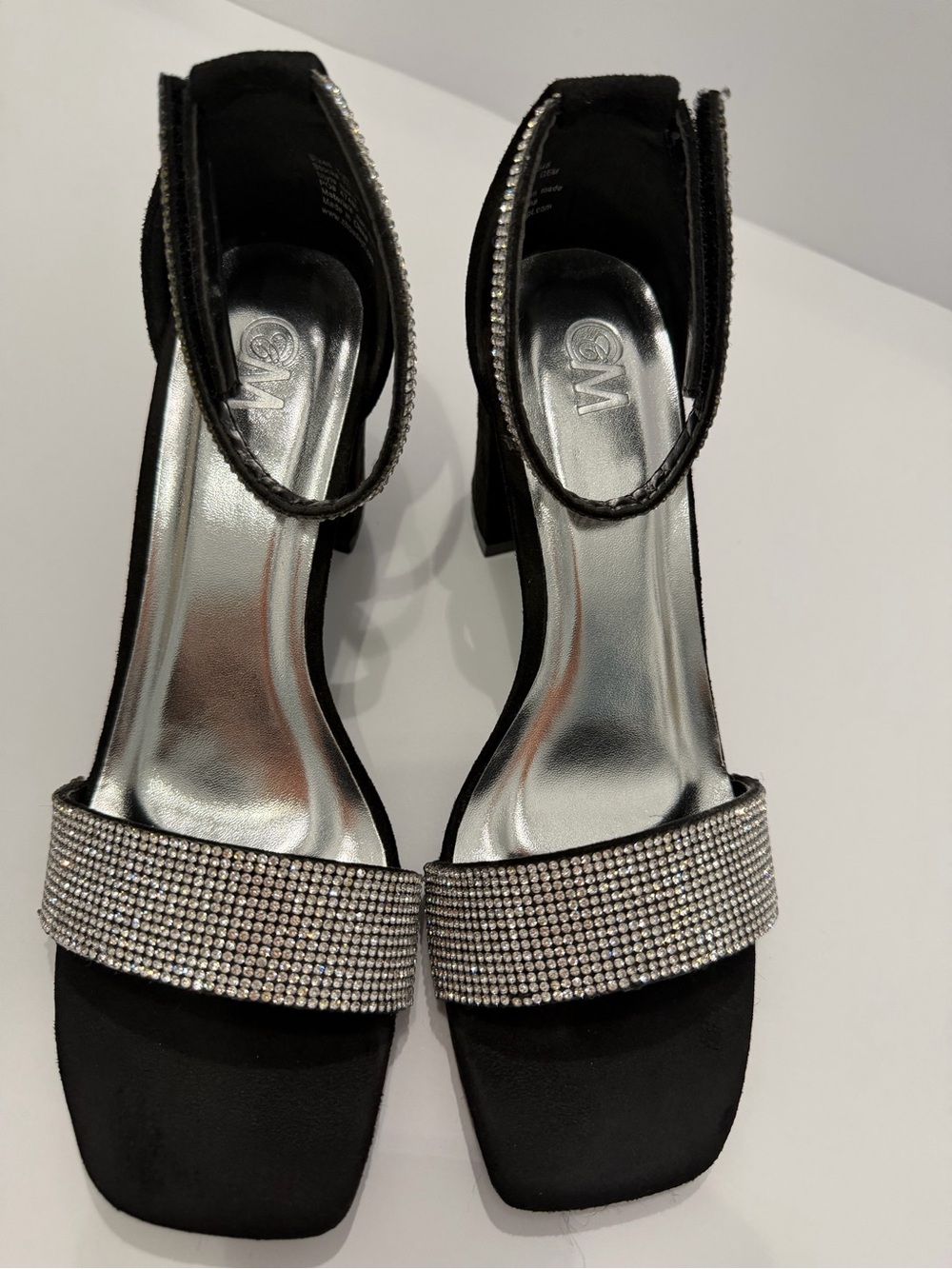 Black Rhinestone Ankle-Strap Heels - Picture 2 of 9